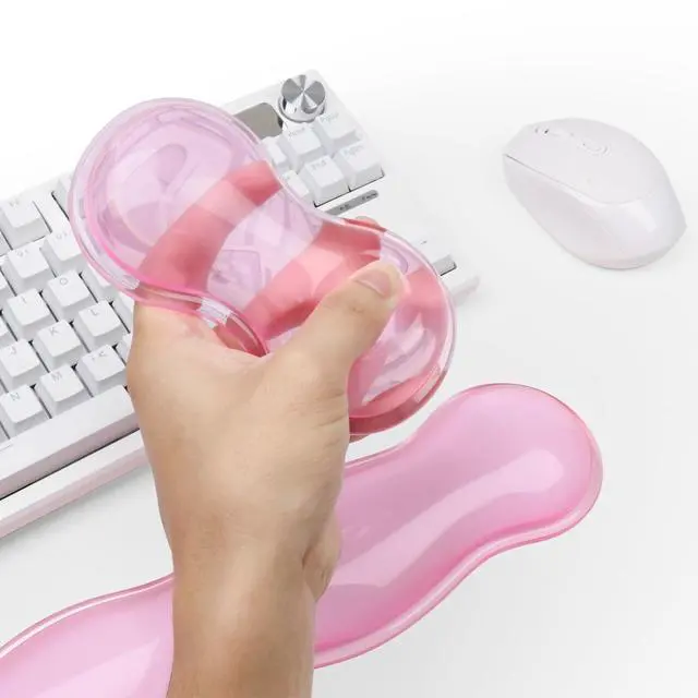 Alt view image 4 of 7 - Gel Keyboard and Mouse Wrist Rest, Cute Wrist Support and Arm Support Keyboard Rest for Keyboard and Mouse Typing Pain ReliefSuitable for Office/Computer/Laptop/Gaming (Transparent Pink Set)
