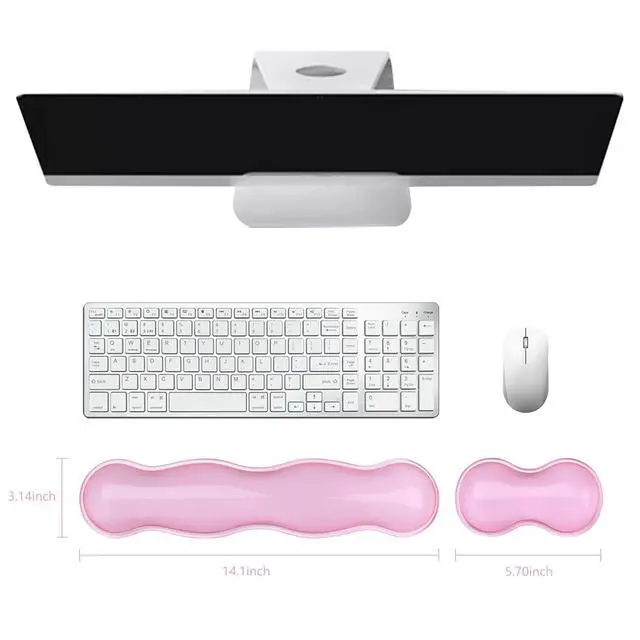 Alt view image 6 of 7 - Gel Keyboard and Mouse Wrist Rest, Cute Wrist Support and Arm Support Keyboard Rest for Keyboard and Mouse Typing Pain ReliefSuitable for Office/Computer/Laptop/Gaming (Transparent Pink Set)