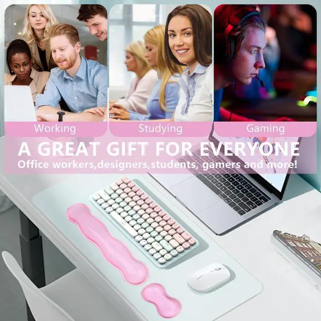 Alt view image 7 of 7 - Gel Keyboard and Mouse Wrist Rest, Cute Wrist Support and Arm Support Keyboard Rest for Keyboard and Mouse Typing Pain ReliefSuitable for Office/Computer/Laptop/Gaming (Transparent Pink Set)