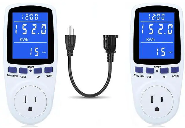 Main image of 2 Pack Watt Meter Power Meter Plug Home Electricity Usage Monitor with 1 Cord, Electrical Usage Monitor Consumption, Energy Voltage Amps Kill Meter with Backlight, Overload Protection, 7 Modes Display