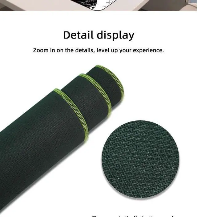 Alt view image 4 of 4 - Japanese Sea Wave Gaming Mouse Pad, Anime Gaming Mousepad, Extended Kanagawa Mat Desk Mat, Large Desk pad 31.5x11.8 Inch 2mm Thick Long Non-Slip Rubber Base Mouse Pads (Black White)