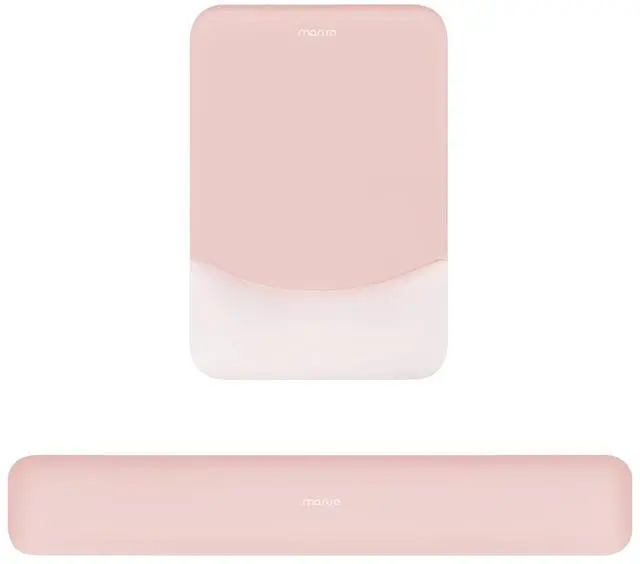 Main image of Wrist Rest Support for Mouse Pad&Keyboard Set, Rectangular Ergonomic Mousepad Non-Slip Base Home/Office Pain Relief&Easy Typing Pad with Neoprene Cloth&Raised Silicone Lining, Baby Pink