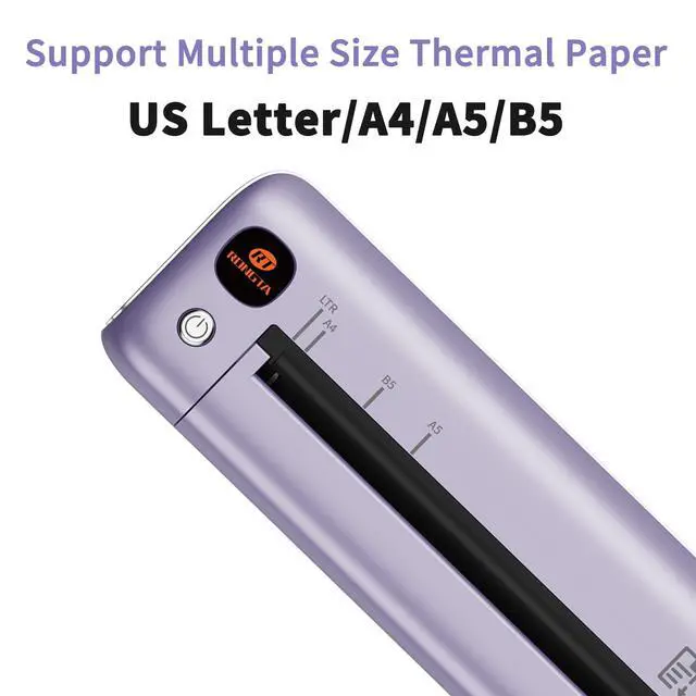 Alt view image 3 of 7 - Portable Printer, Bluetooth Inkless Thermal Printer Wireless for Travel, Compatible with Android iOS Phone & Laptop, Supports 8.5" X 11" US Letter for Office, Home, Car, F81 (Purple)