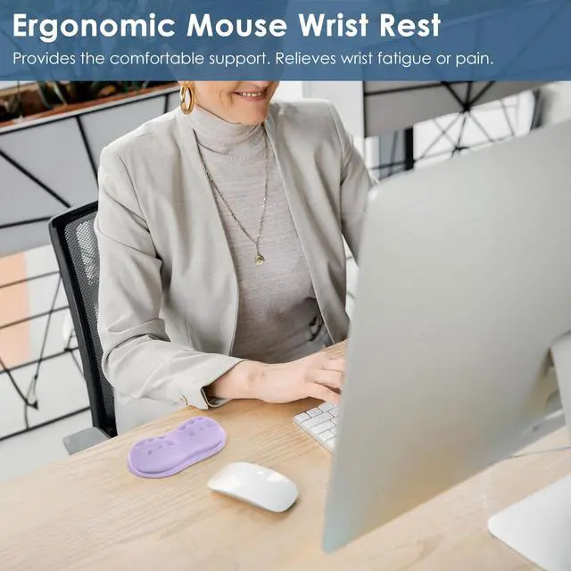 Alt view image 2 of 6 - Mouse Wrist Rest, Soft Mouse Wrist Support Pad with Memory Foam, Non-Slip Base (Periwinkle Color)