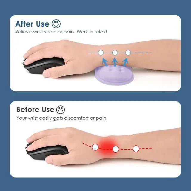 Alt view image 3 of 6 - Mouse Wrist Rest, Soft Mouse Wrist Support Pad with Memory Foam, Non-Slip Base (Periwinkle Color)