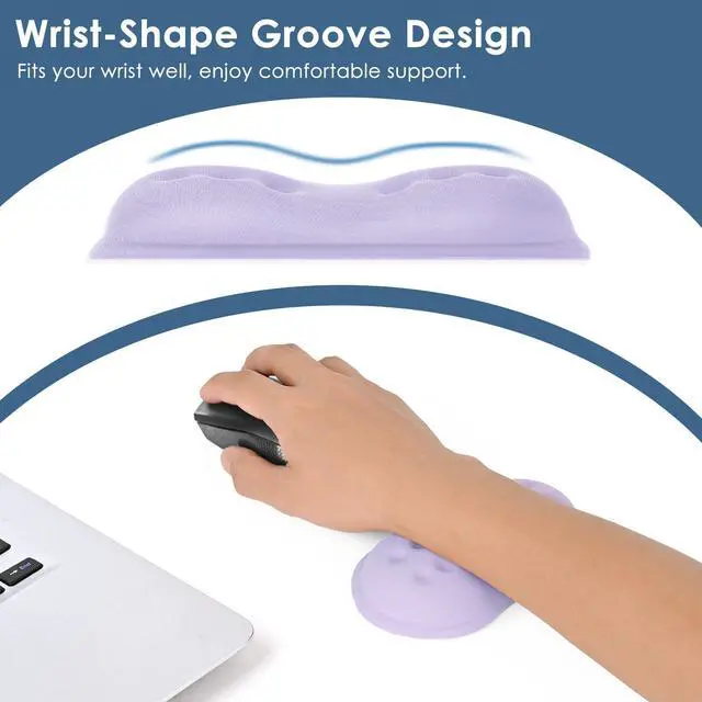 Alt view image 5 of 6 - Mouse Wrist Rest, Soft Mouse Wrist Support Pad with Memory Foam, Non-Slip Base (Periwinkle Color)