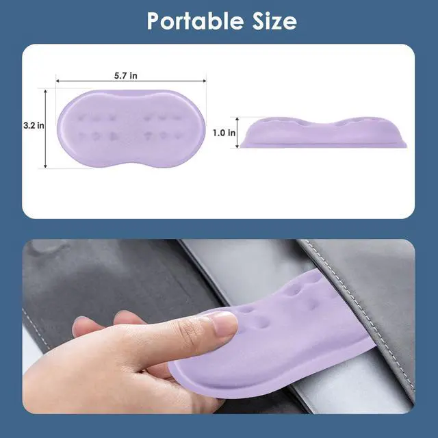 Alt view image 6 of 6 - Mouse Wrist Rest, Soft Mouse Wrist Support Pad with Memory Foam, Non-Slip Base (Periwinkle Color)