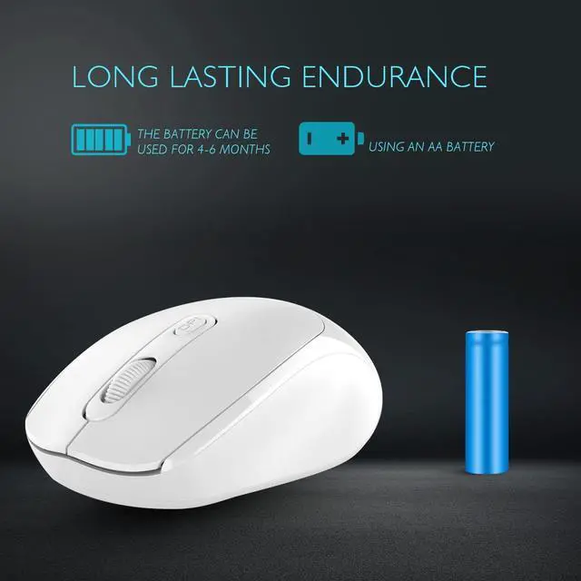 Alt view image 4 of 7 - Wireless Mouse, 2.4G, Silent, USB Nano Receiver, for Laptop, Chromebook, PC, Mac, Windows and School Work (White)