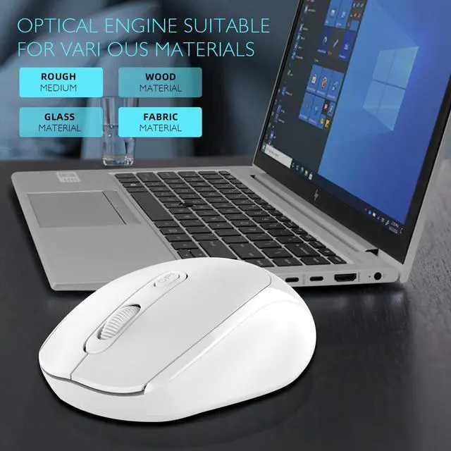 Alt view image 6 of 7 - Wireless Mouse, 2.4G, Silent, USB Nano Receiver, for Laptop, Chromebook, PC, Mac, Windows and School Work (White)