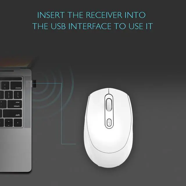Alt view image 7 of 7 - Wireless Mouse, 2.4G, Silent, USB Nano Receiver, for Laptop, Chromebook, PC, Mac, Windows and School Work (White)