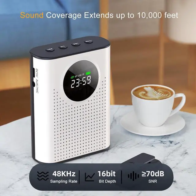Alt view image 7 of 7 - Bluetooth Voice Amplifier for Teachers W Magnetic Wireless Lapel Microphone, 15W Mini Megaphone for Classroom, Portable Speaker PA System for Speech, Elderly, Yoga, Tour Guide