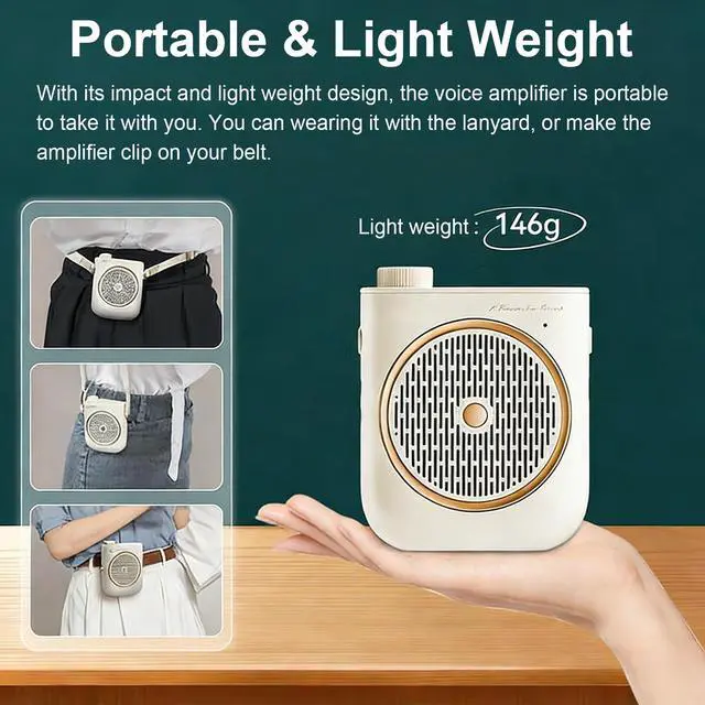 Alt view image 5 of 7 - Portable Voice Amplifier,Voice Amplifier with Wireless Microphone Headset, Voice Amplifier Wireless Microphone for Teachers, Classroom, Speech, Tour Guide (White)