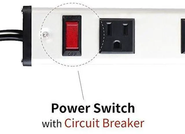 Alt view image 2 of 6 - 20 Outlet Heavy Duty Metal Socket Power Strip,15-Foot Long Extension Cord with Circuit Breaker. Mounting Brackets Included,Workshop/Industrial use,ETL Certified