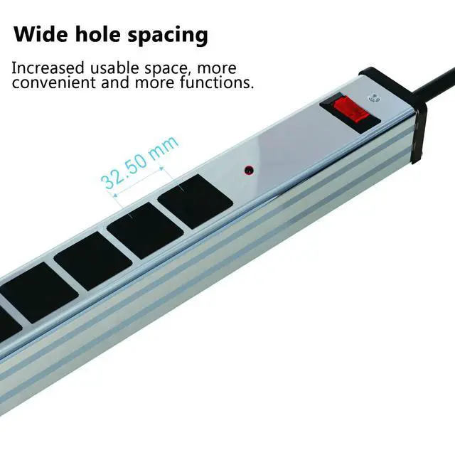 Alt view image 4 of 6 - Outlets Aluminum Power Strip Metal Socket Heavy Duty with 6 Ft Extension Cord, Workshop, Industrial, 15A, 125V, 1875W. Silver and Black