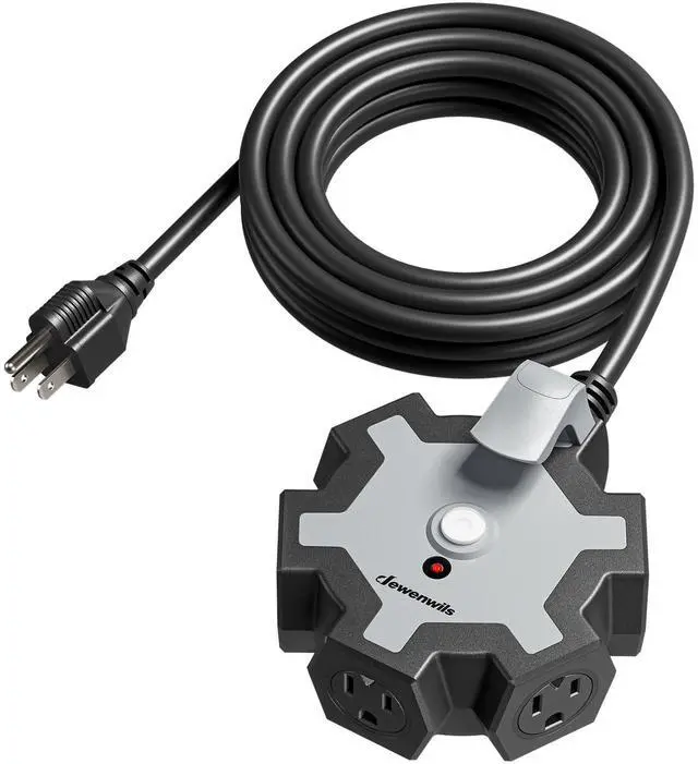 Main image of Industrial Power Strip with 5-Outlet, 15FT Heavy Duty Extension Cord for Garage, Workshop, ETL Listed, 14/3 AWG SJTW, Circuit Breaker, Swivel Safety Covers