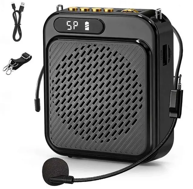 Main image of Bluetooth Voice Amplifier for Teachers, 10W Portable Voice Amplifier with Mic Wired, Personal Microphone Headset and Speaker for Classroom, Tour Guide, Elderly, Yoga (Black)
