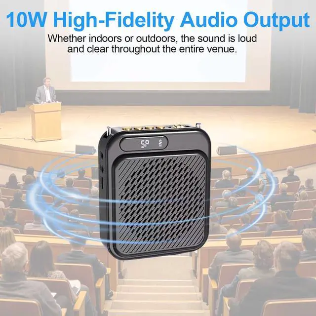 Alt view image 3 of 7 - Bluetooth Voice Amplifier for Teachers, 10W Portable Voice Amplifier with Mic Wired, Personal Microphone Headset and Speaker for Classroom, Tour Guide, Elderly, Yoga (Black)