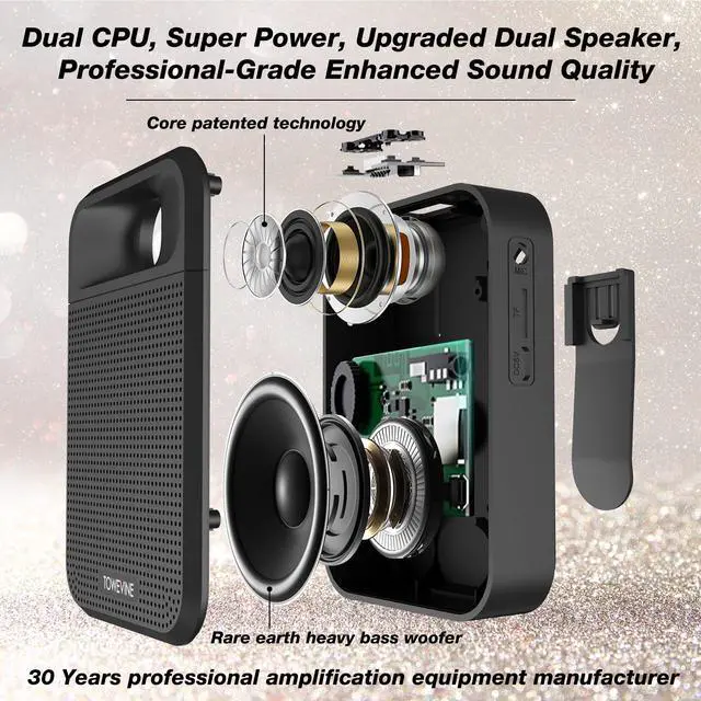 Alt view image 2 of 7 - Portable Voice Amplifier, Towevine Rechargeable Microphone for Teachers, Speaker with Headset and Waistband for Classroom, Singing, Coach, Training, Presentation, Tour Guide