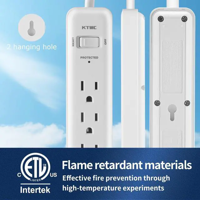 Alt view image 2 of 7 - Surge Protector Power, 6ft Extension Cord, Power Strip,for Kitchen and Office Etl Listed, White