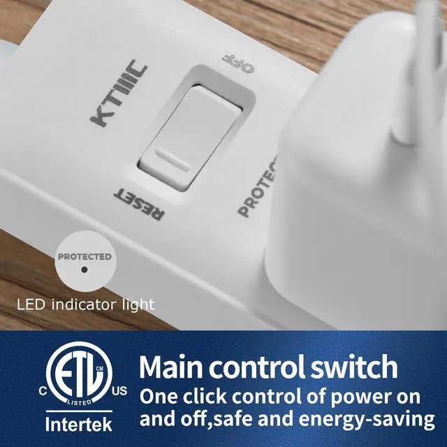 Alt view image 4 of 7 - Surge Protector Power, 6ft Extension Cord, Power Strip,for Kitchen and Office Etl Listed, White