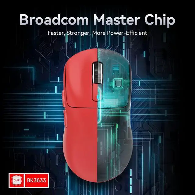Alt view image 7 of 7 - Attack Shark X3 Wireless Gaming Mouse, 49g Ultralight, PixArt PAW3395 26000 DPI, Bluetooth/2.4Ghz /Wired Tri-Mode, 200Hrs Rechargeable Battery, Kailh GM8.0 Switch for PC/MAC/Win - Red
