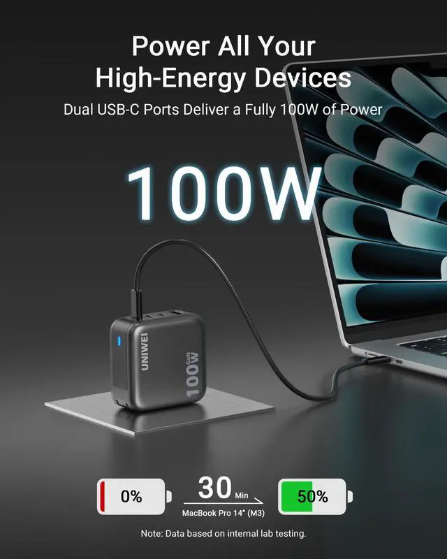 Alt view image 3 of 7 - 100W USB C Charger Block, 4-Port GaN and Ultra-Compact Wall Adapter, for MacBook, iPhone 17/16 Series, Samsung Galaxy, Pixel, and More