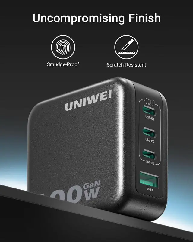 Alt view image 5 of 7 - 100W USB C Charger Block, 4-Port GaN and Ultra-Compact Wall Adapter, for MacBook, iPhone 17/16 Series, Samsung Galaxy, Pixel, and More