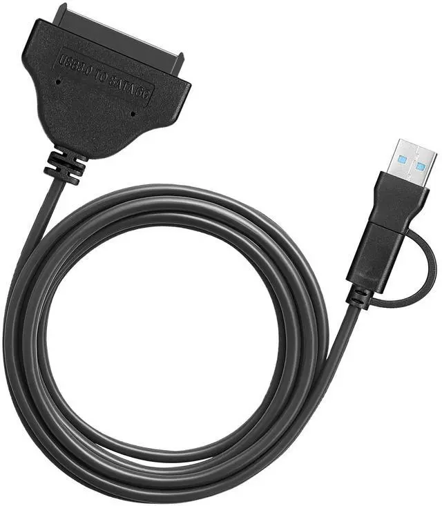 Main image of SATA to USB Cable 3.2ft, 2-in-1 USB-C/USB-A 3.0 to SATA III Hard Driver Adapter Compatible for 2.5 inch HDD and SSD (100cm)
