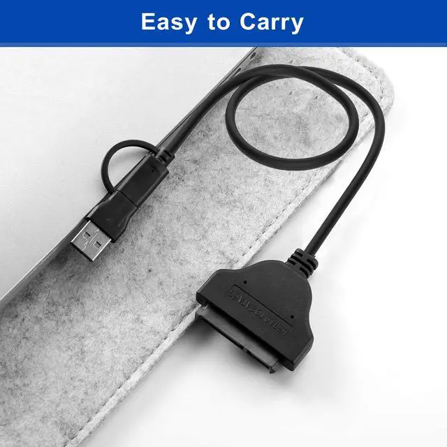 Alt view image 5 of 6 - SATA to USB Cable 3.2ft, 2-in-1 USB-C/USB-A 3.0 to SATA III Hard Driver Adapter Compatible for 2.5 inch HDD and SSD (100cm)