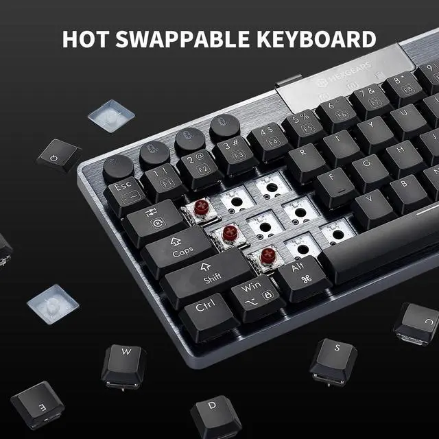 Alt view image 2 of 7 - A1 Low Profile Wireless Mechanical Keyboard - 60% Compact TKL, Bluetooth 5.0/2.4GHz/Wired USB C Hot Swappable Tactile Switch, RGB Backlit Mini Portable Gaming Keyboard Aluminum for PC/MAC