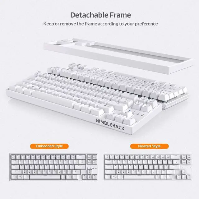 Alt view image 5 of 7 - NB681 Nimbleback Wired 65% Mechanical Keyboard, RGB Backlit Ultra-Compact 68 Keys Gaming Keyboard with Hot-Swappable Switch and Stand-Alone Arrow/Control Keys (Hot Swappable Brown Switch, White)