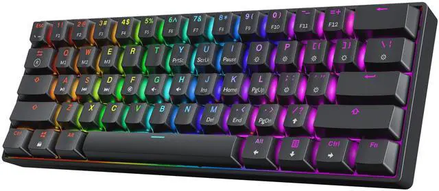Main image of GK61 SE 60% | Mechanical Gaming Keyboard | 61 Keys Multi Color RGB LED Backlit for PC/Mac Gamer | US Layout (Black, Mechanical Brown)