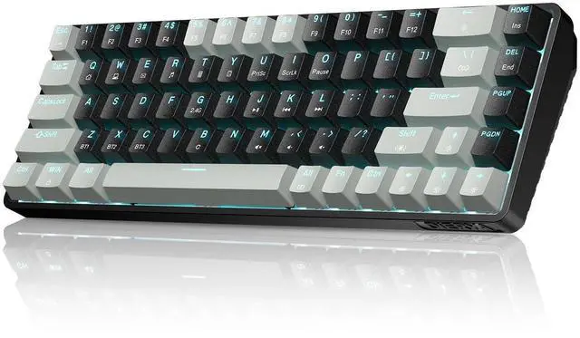 Main image of T68 60% Wireless Gaming Mechanical , 68 Keys Tri-Mode Bluetooth/2.4GHz/USB-C, Red Switch, RGB Backlit, Compact Design, N-Key Rollover for PC, Mac, Windows - Black & Gray