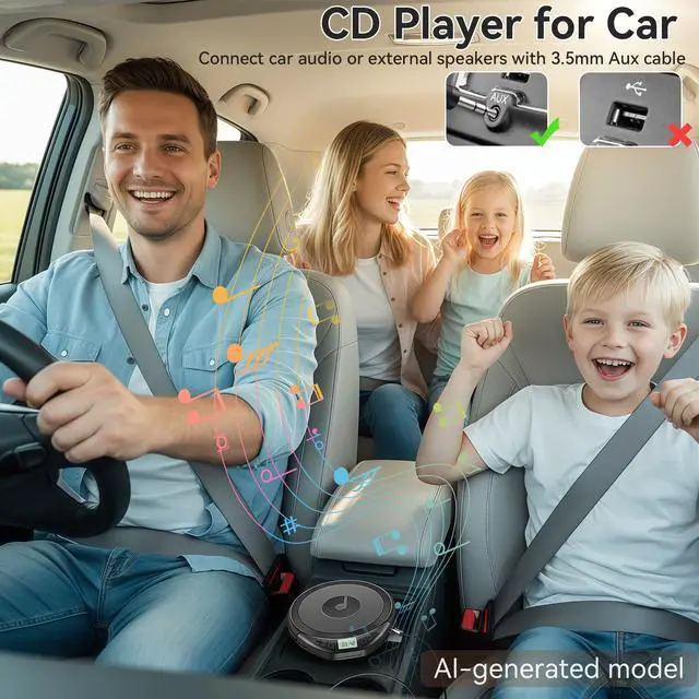 Alt view image 5 of 7 - Portable CD Player with Headphones KOVCDVI CD Player Portable for Car with Anti-Skip & Shockproof,CD Discman with LCD Display,AUX Cable and Earphone for Sport Home Outdoor