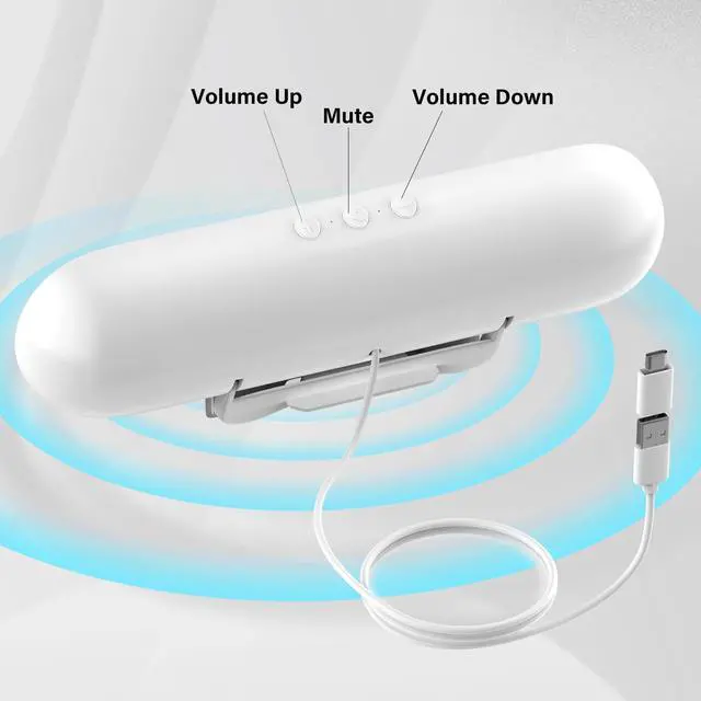 Alt view image 4 of 7 - Computer Speakers for Desktop Monitor,Single Speakers for Desktop PC,Laptop Speaker with Loud Sound,Volume Control Easily Clamps to Monitors(USB-C to USB Adapter Included) (White)