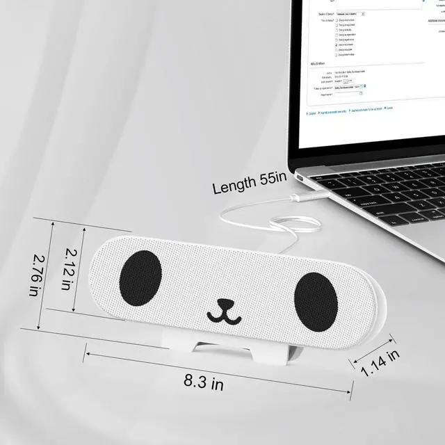Alt view image 6 of 7 - Computer Speakers for Desktop Monitor,Single Speakers for Desktop PC,Laptop Speaker with Loud Sound,Volume Control Easily Clamps to Monitors(USB-C to USB Adapter Included) (White)