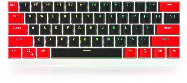 Main image of GTSP Red and Black Keycaps 60% Percent PBT Key Cap Set with 6.25U Space Key for Cherry MX Gateron Kailh Switches Gaming Keyboard (Only keycaps)