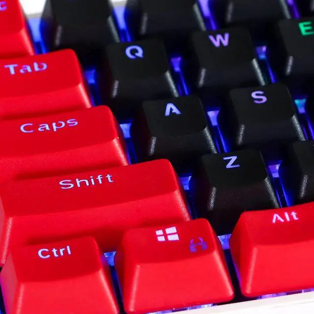 Alt view image 4 of 7 - GTSP Red and Black Keycaps 60% Percent PBT Key Cap Set with 6.25U Space Key for Cherry MX Gateron Kailh Switches Gaming Keyboard (Only keycaps)