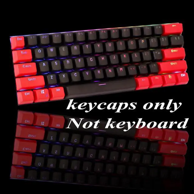 Alt view image 5 of 7 - GTSP Red and Black Keycaps 60% Percent PBT Key Cap Set with 6.25U Space Key for Cherry MX Gateron Kailh Switches Gaming Keyboard (Only keycaps)