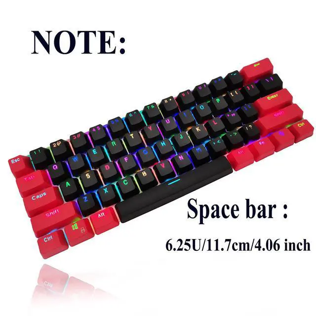 Alt view image 6 of 7 - GTSP Red and Black Keycaps 60% Percent PBT Key Cap Set with 6.25U Space Key for Cherry MX Gateron Kailh Switches Gaming Keyboard (Only keycaps)