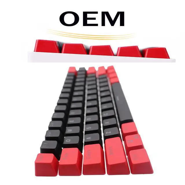 Alt view image 7 of 7 - GTSP Red and Black Keycaps 60% Percent PBT Key Cap Set with 6.25U Space Key for Cherry MX Gateron Kailh Switches Gaming Keyboard (Only keycaps)