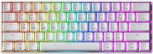 Main image of Mechanical Gaming Keyboard - 61 Keys Multi Color RGB Illuminated LED Backlit Wired Programmable for PC/Mac Gamer (Gateron Mechanical Black, White)