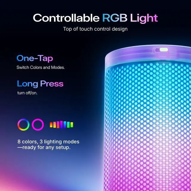 Alt view image 6 of 7 - USB Gaming Microphone for PC, Noise Cancellation Condenser Mic with Mute, Gain, Monitoring, RGB Boom Mic for Streaming, Podcast, Twitch, Discord, Computer, PS4/PS5, Mac, GamerWave DGM20S,Purple
