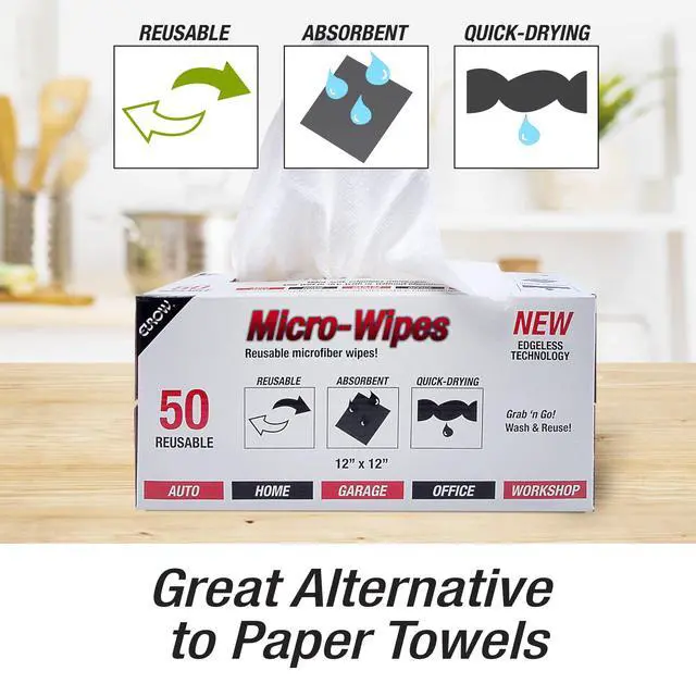 Alt view image 5 of 6 - 200GSM Microfiber Cleaning and Drying Cloths with Dispenser Box, Reusable, Streak-Free, Scratch-Free, Ultra Absorbent, Edgeless for All Surface Types, 12x12in, 50-Pack, Orange