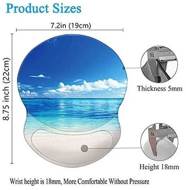 Alt view image 2 of 6 - Mouse Pad, Ergonomic Mouse Pad with Wrist Support, Pain Relief Comfort Wrist Rest Pad with Non-Slip PU Base for Gaming, Home, Office & Travel, Summer Beach