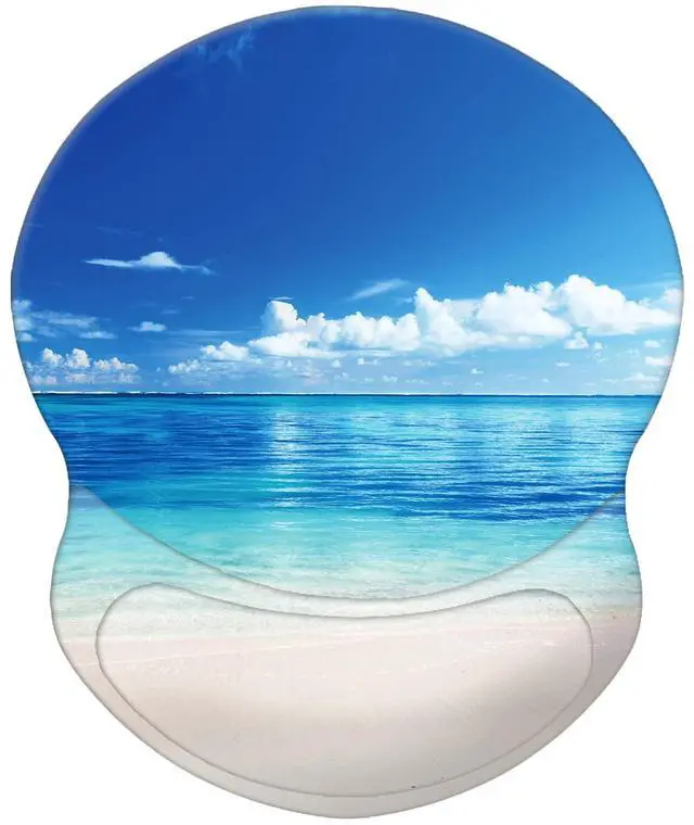 Main image of Mouse Pad, Ergonomic Mouse Pad with Wrist Support, Pain Relief Comfort Wrist Rest Pad with Non-Slip PU Base for Gaming, Home, Office & Travel, Summer Beach