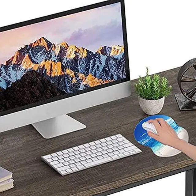 Alt view image 5 of 6 - Mouse Pad, Ergonomic Mouse Pad with Wrist Support, Pain Relief Comfort Wrist Rest Pad with Non-Slip PU Base for Gaming, Home, Office & Travel, Summer Beach