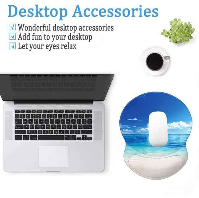 Alt view image 6 of 6 - Mouse Pad, Ergonomic Mouse Pad with Wrist Support, Pain Relief Comfort Wrist Rest Pad with Non-Slip PU Base for Gaming, Home, Office & Travel, Summer Beach