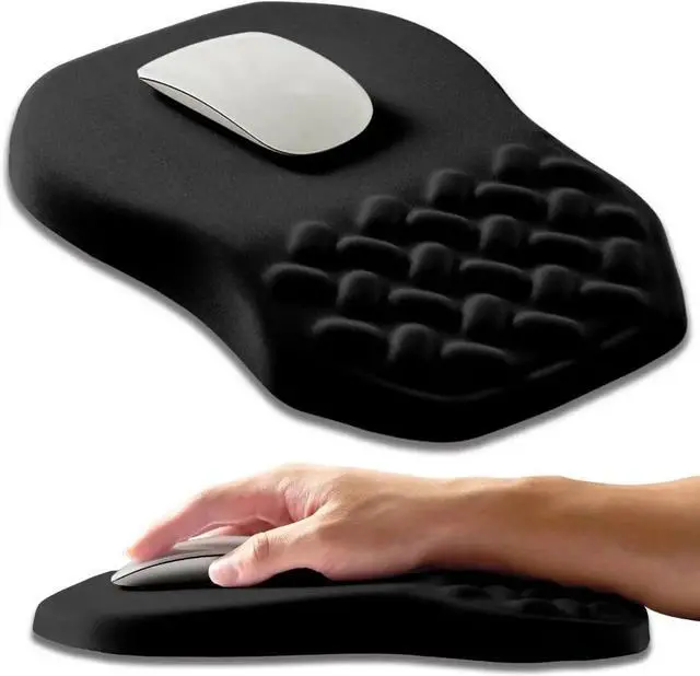 Main image of Ergonomic Wrist Rest Mouse Pad - Memory Foam Massage Cushion, Anti-Slip PU Bottom, Relieves Carpal Tunnel Pain - for Gaming, Office, Home (Black)