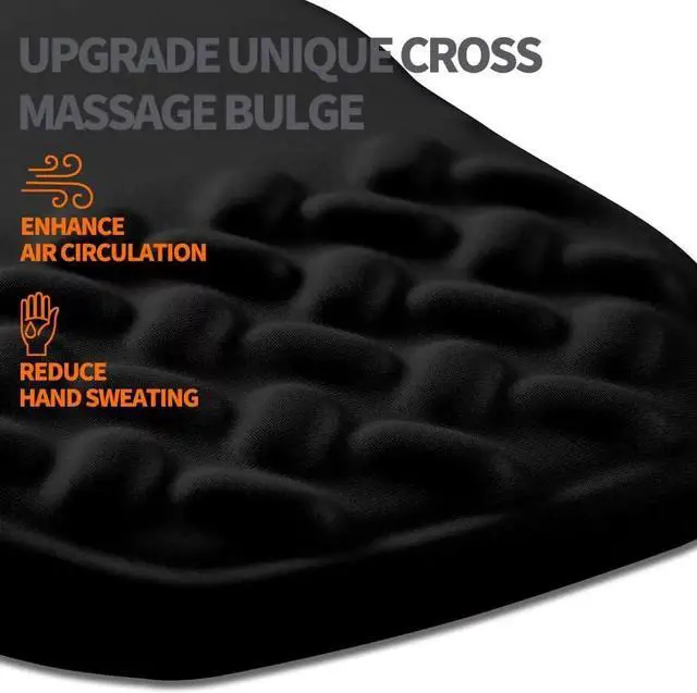 Alt view image 4 of 6 - Ergonomic Wrist Rest Mouse Pad - Memory Foam Massage Cushion, Anti-Slip PU Bottom, Relieves Carpal Tunnel Pain - for Gaming, Office, Home (Black)